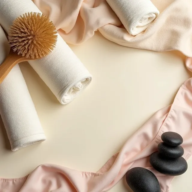 Spa towels, a body brush and hot stones for a 90-minute massage