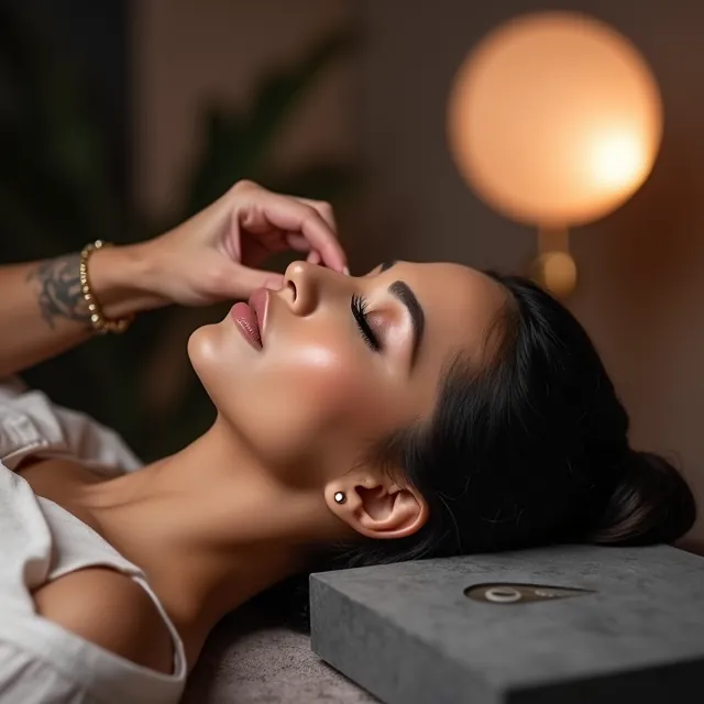 Client relaxing during a classic lash extension appointment
