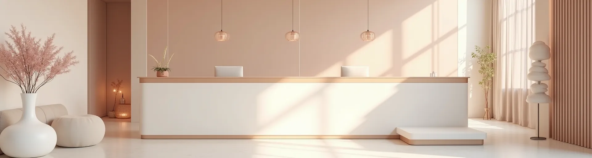 Bright, calm treatment studio interior