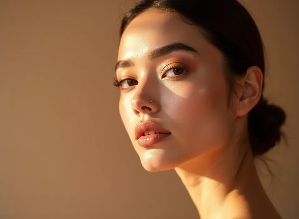 Woman with softly shaped, naturally balanced brows